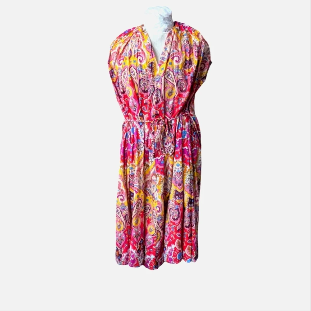 Marilyn Belted Sleeveless Cotton Midi Dress in Zanzibar... Size XL - Picture 5 of 10